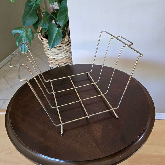 Vintage MID CENTURY MODERN BRASS Wire Megazine Rack - Picture 7 of 10